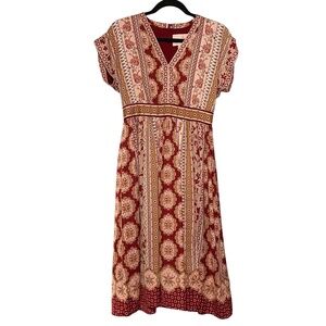 Gal Meets Glam Liza Charmeuse Pink/Burgundy Midi Dress Size 2 Petite